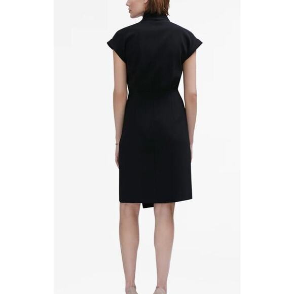 MM Lafleur 14 Dress Black Tory Knee Length Wrap Style Short Sleeve Sheath NEW - Picture 5 of 15